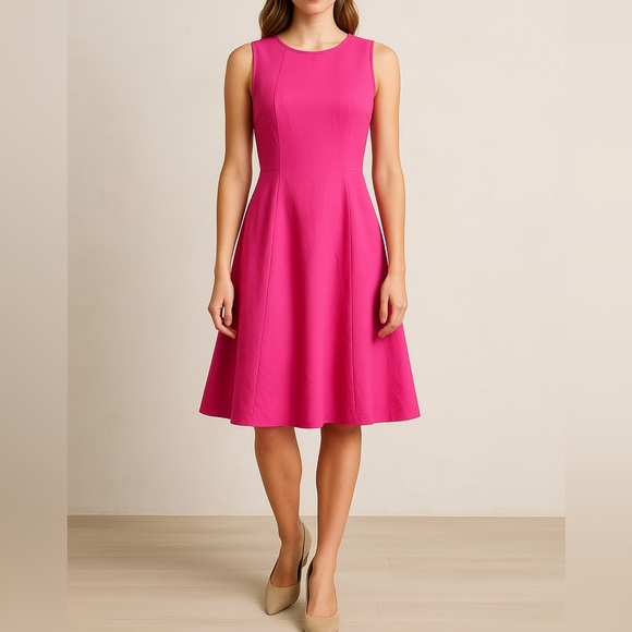 Talbots Pink Fit & Flare Midi Dress – Sleeveless | Size 2 - Picture 1 of 3